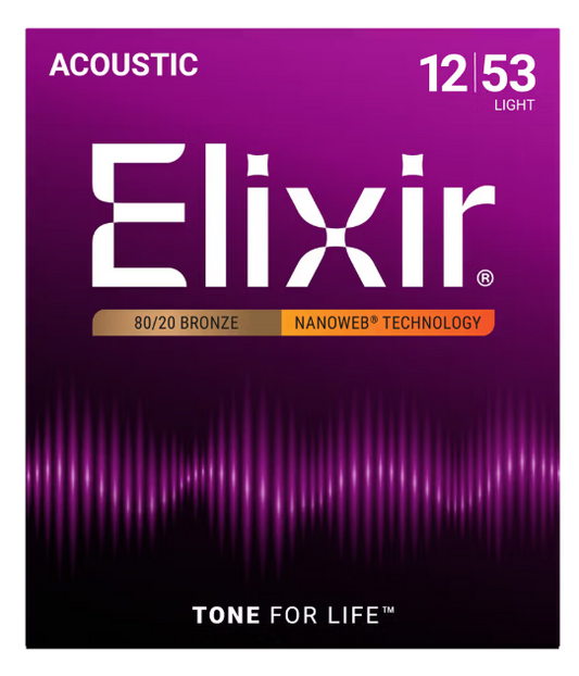 Elixir 11052 Acoustic 80/20 Bronze w/ Nanoweb Coating - Light (12-53)