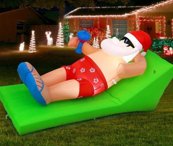 1.8M Christmas Inflatable Jingle Jollys Santa Bench LED Illuminated Decorations