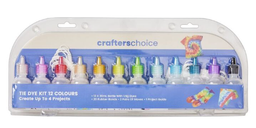 Crafters Choice 12 Pack Colour Tie Dye Kit Multicoloured