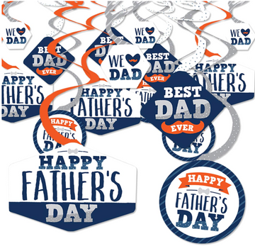 Happy Father's Day - We Love Dad Party Hanging Decoration Swirls - Set of 40