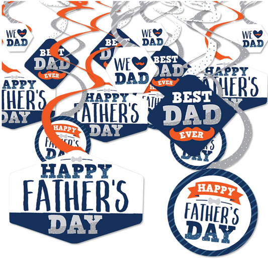 Happy Father's Day - We Love Dad Party Hanging Decoration Swirls - Set of 40