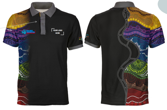 Custom Dye Sub Polo 25634 - SHORT SLEEVES - OPTION 1 - Six Seasons - NAIDOC 2025