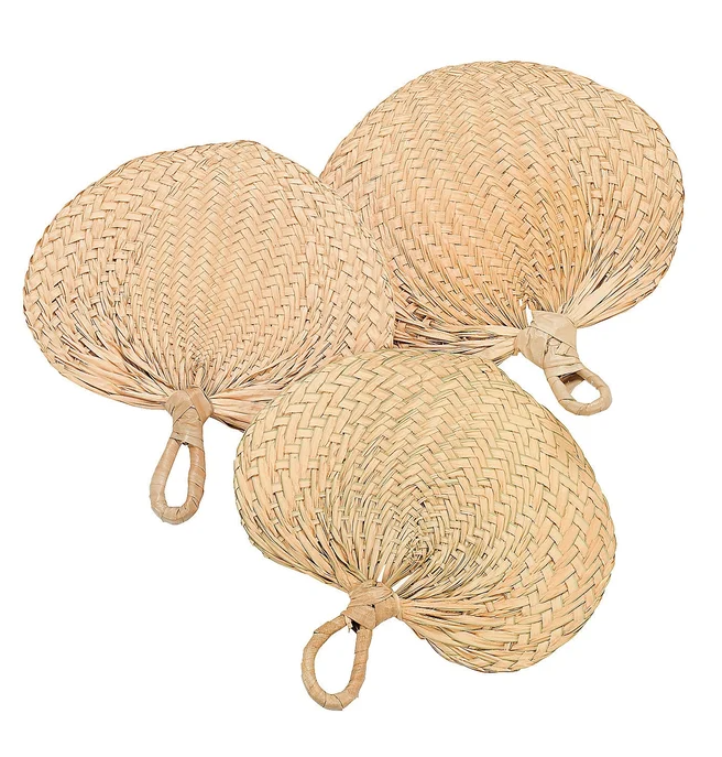 Natural Raffia Fans (Pack of 12)