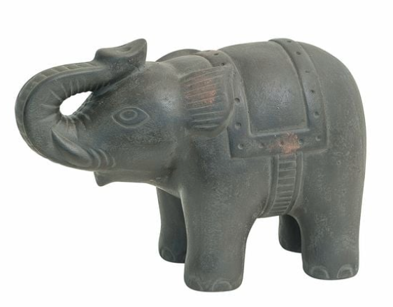 Grey Trunk Up Elephant Garden Statue Northcote Pottery - 17 x 28 x 32cm