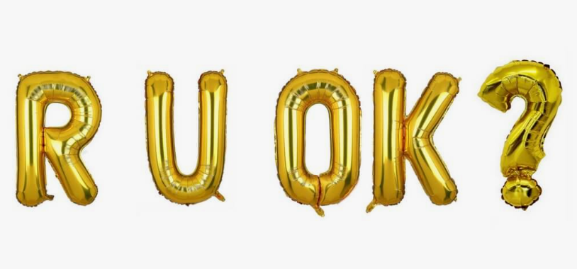 16-inch Gold R U OK? Foil Balloon Banner - 16 inches