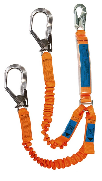 Spanset Energy Absorbing Elasticated Twin Lanyard with Scaff Hooks