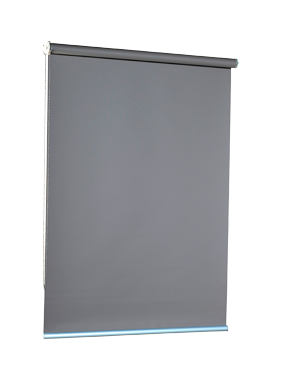 Budget Blockout Roller Blinds - Left, Outside Mount - Satin Chrome - 1200Wx1000D - Warm Grey