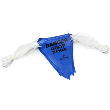 "DANGER DROP ZONE" Bunting Safety Flags on Rope - Blue
