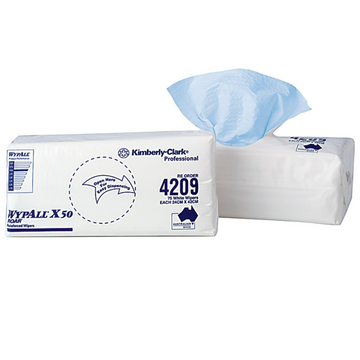 WYPALL 4209 X50 Single Sheet Wiper, Blue 24cm x 42cm, 75 Wipers/Pack, 8 Packs/Case