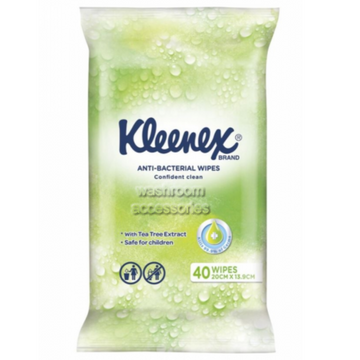 KLEENEX 21290 Anti Bacterial Wet Wipes, 20cm x 13.90cm 40 Sheets/Pack, 5 Packs/Case