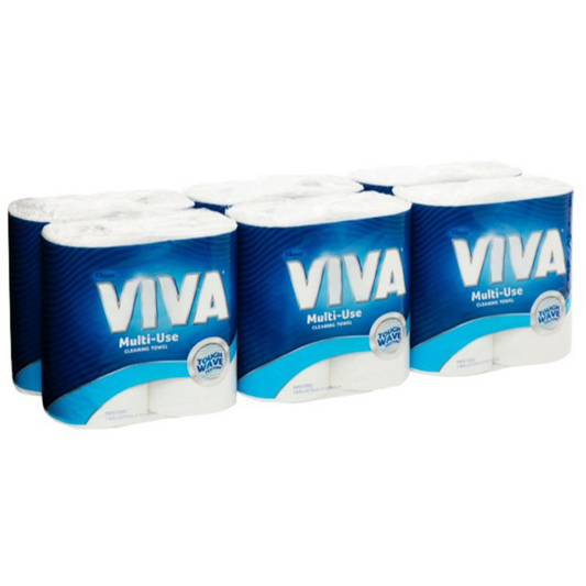 KLEENEX VIVA 44301 Multi Use Cleaning Towel Twin Pack, White, 60 Sheets/Roll, 6 Twin Pack Rolls/Case
