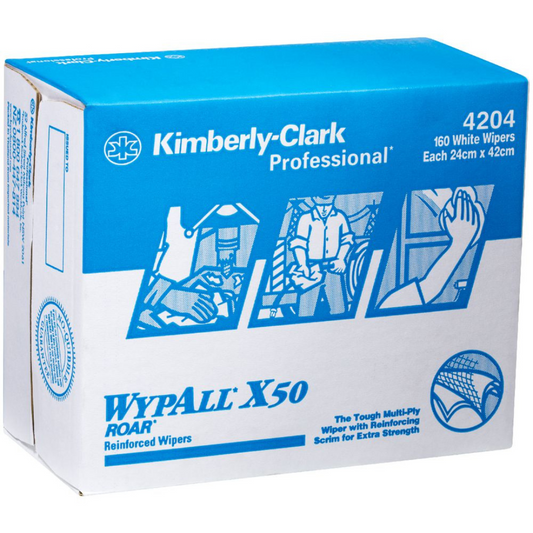 WYPAL 4204 X50 Pop-Up Wiper, White 24cm x 42cm, 160 Wipers/Box, 4 Boxes/Case