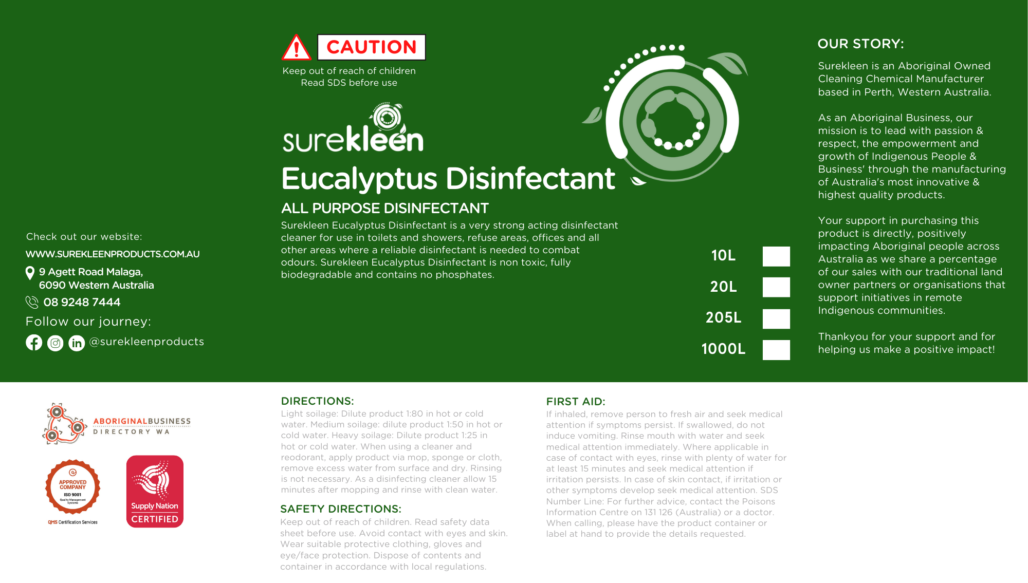 Surekleen Eucalyptus Disinfectant, 20L