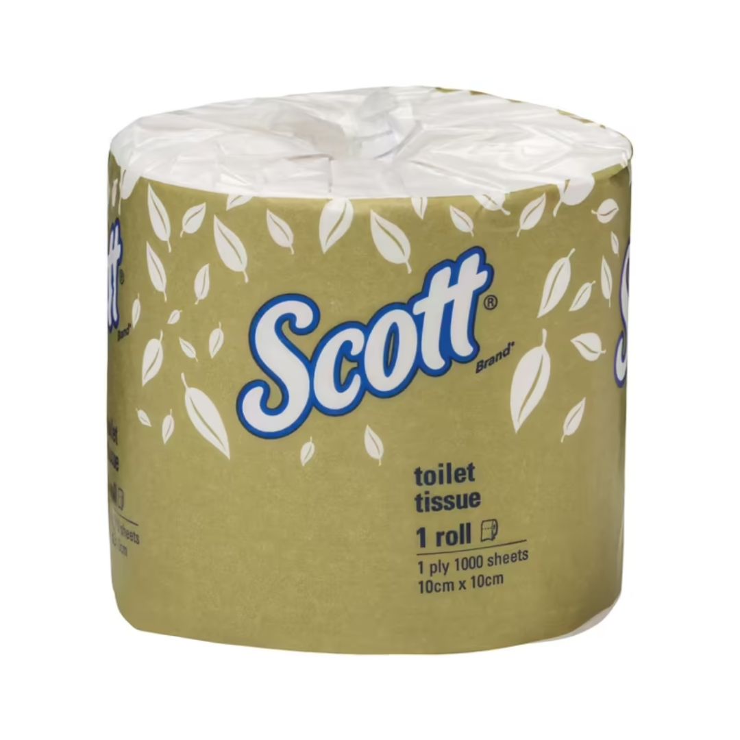 SCOTT 4760 Toilet Tissue, White 1 Ply, 1,000 Sheets/Roll, 48 Rolls/Case