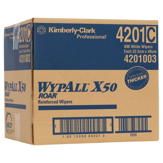 WYPALL 4201 X50 Single Sheet Wiper, White 32.5 x 49cm, 400 Wipers/Case