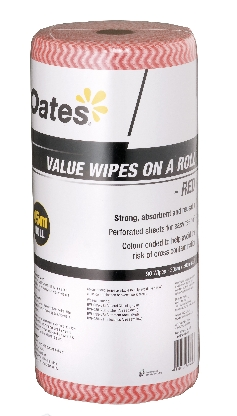 HW-035-VB Oates Value Wipes Roll, Red