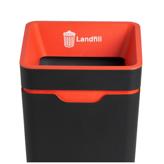 Method Recycling Bin 60L - Open Lid - Red Landfill