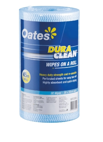 HW-030-B Oates Dura Clean Wipes Roll, Blue, 45m