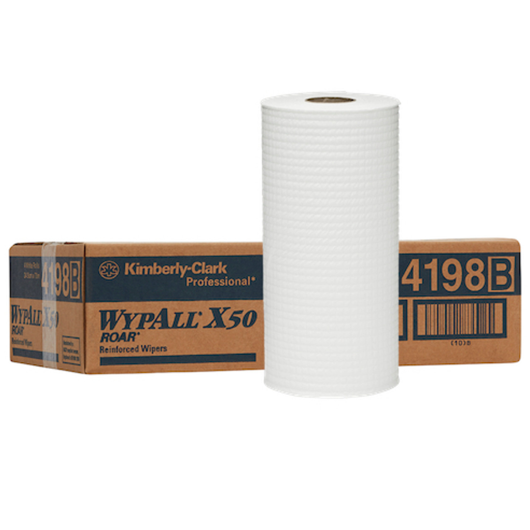 WYPALL 4198 X50 Small Roll Wiper, White 24.5cm x 70 Metres/Roll, 4 Rolls/Case