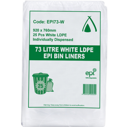 73LTR WHITE LDPE BIN LINER + EPI 1C/1S, 250 Ctn