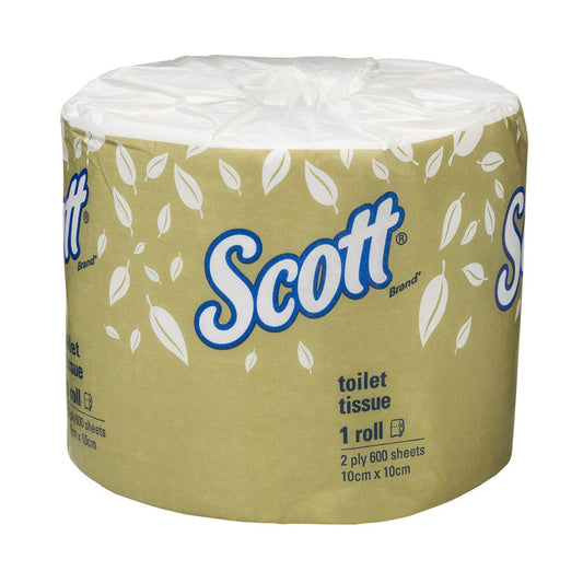 SCOTT 5742 Toilet Tissue, White 2 Ply, 600 Sheets/Roll, 24 Rolls/Case