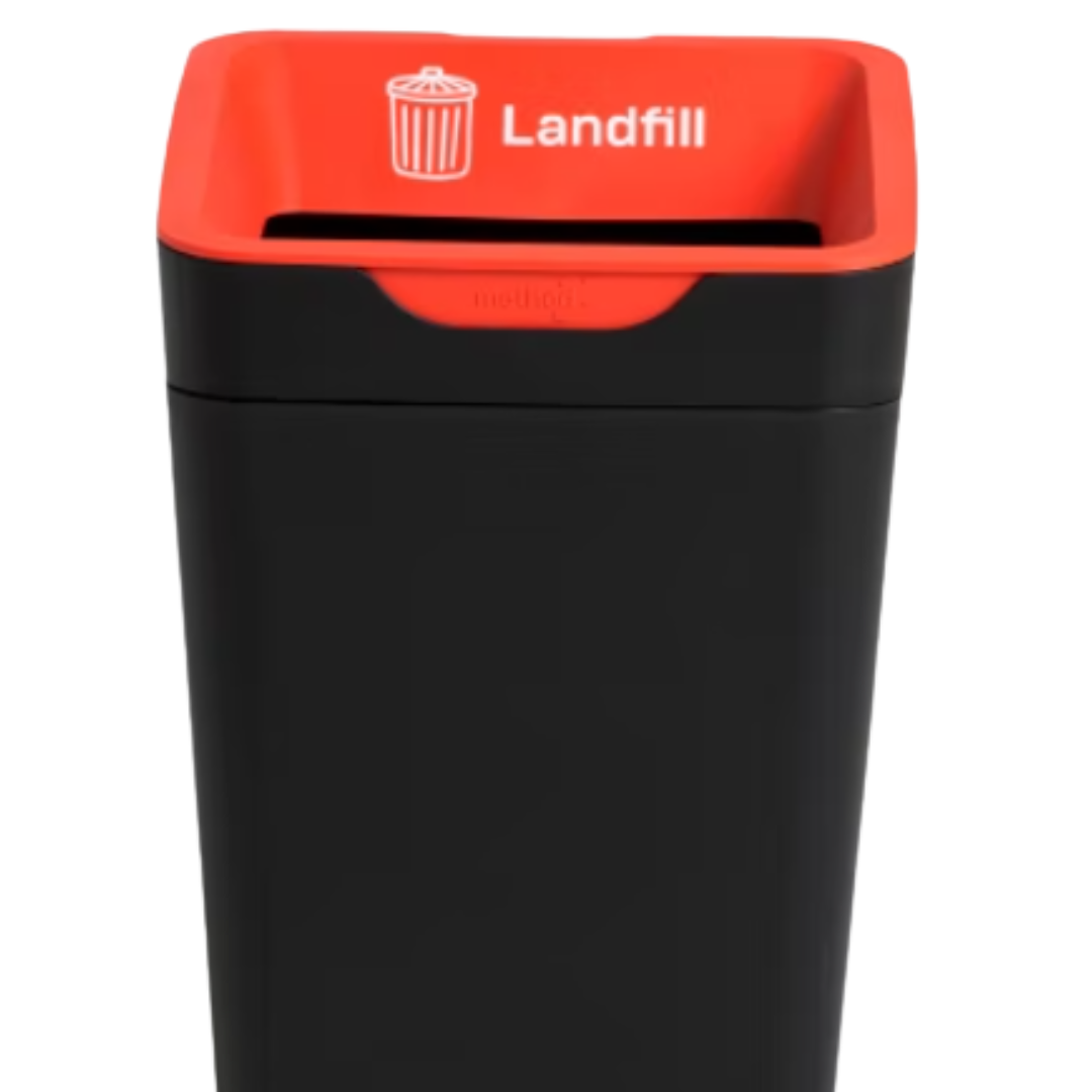 Method Recycling Bin 20L - Open Lid - Red Landfill