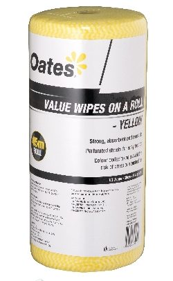 HW-035-VY Oates Value Wipes Roll, Yellow