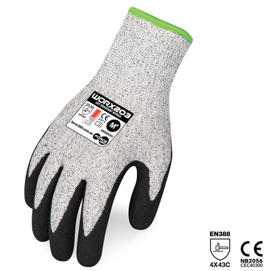 Worx 202 Nitrile Cut 5 Gloves, Size Large, 1PK