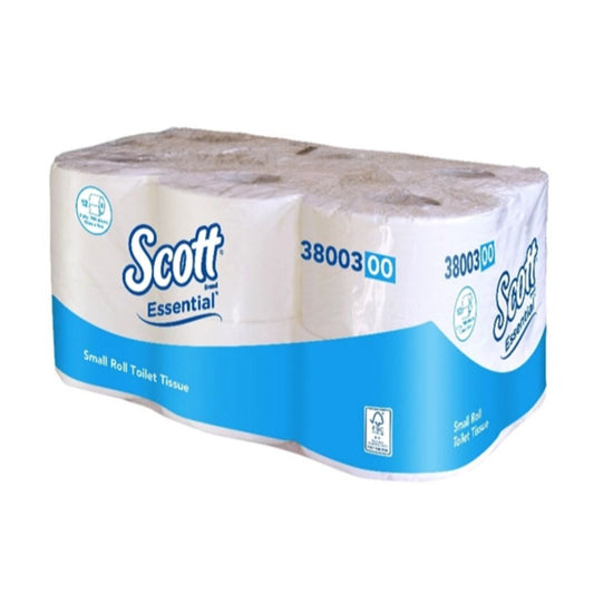 SCOTT ESSENTIAL Small Roll Toilet Tissue 38003, 9cm x 10cm, 700 sheets/roll, 12rolls/pack, 4packs(48rolls)/case