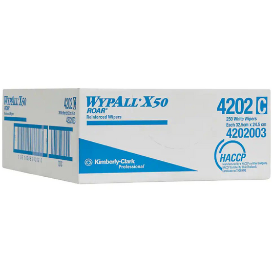 WYPALL 4202 X50 Single Sheet Wiper, White 32.5cm x 24.5cm, 250 Wipers/Case