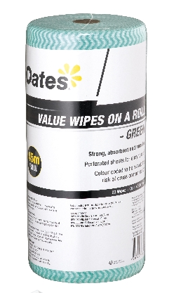 HW-035-VG Oates Value Wipes Roll, Green