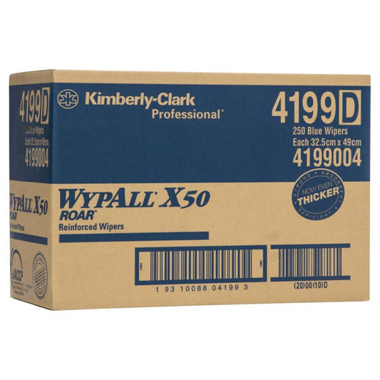 WYPALL 4199 X50 Single Sheet Wiper, Blue 32.5cm x 49cm, 250 Wipers/Case