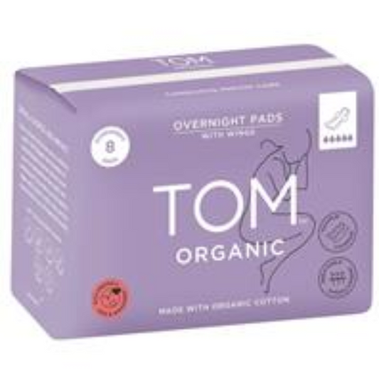 TOM Organic Pads Overnight - Carton 6x8 Packs